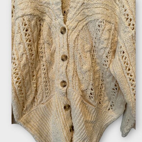 Free People Cable Knit Button-Down Cardigan Size Medium - Picture 7 of 11